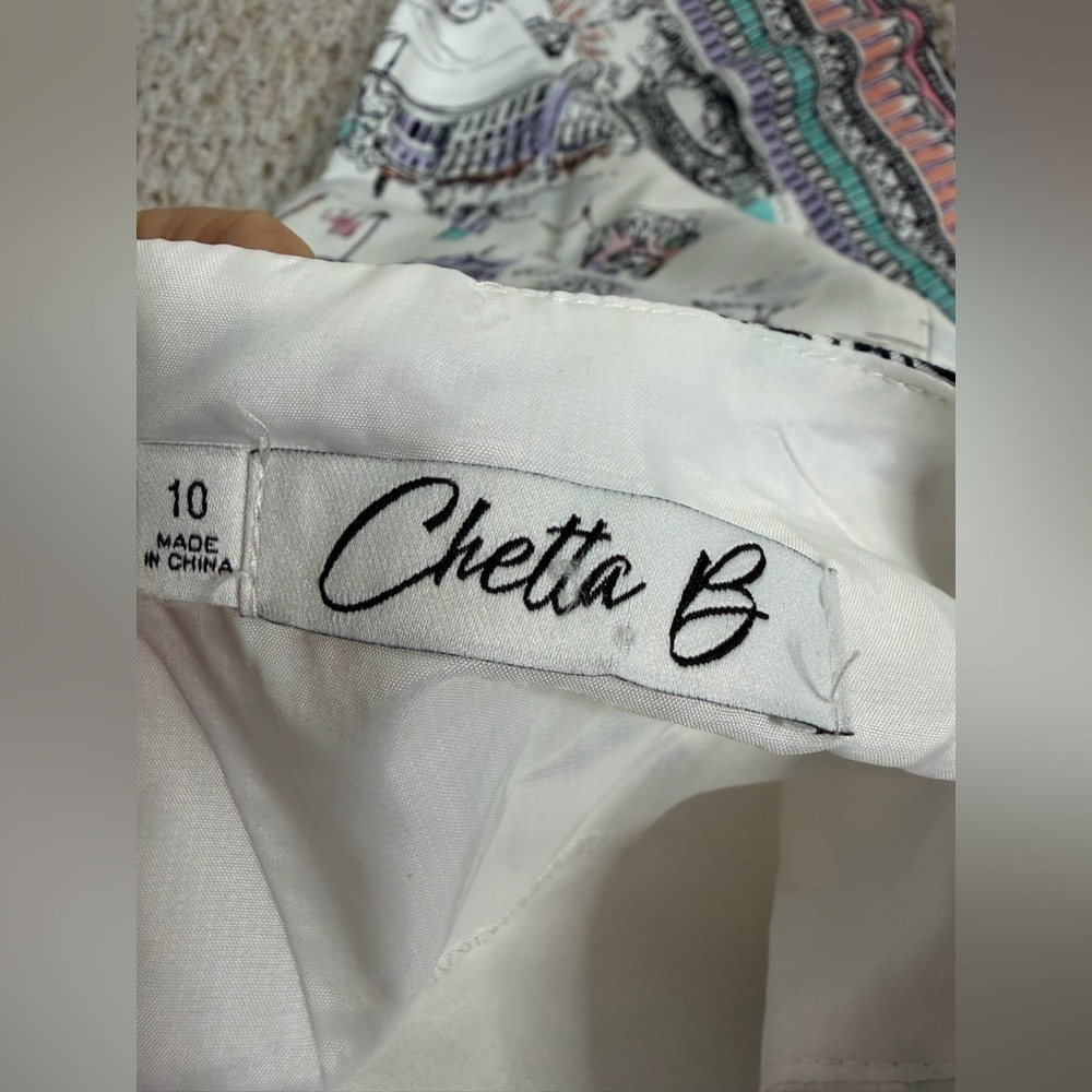 Chetta B White Parisian Scene Dress size 10 - Picture 2 of 7